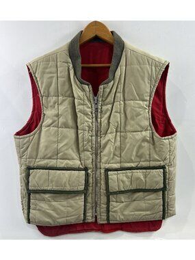 Vintage Pioneer Wear Reversible Quilted Hunting Vest Beige & Red Men’s M